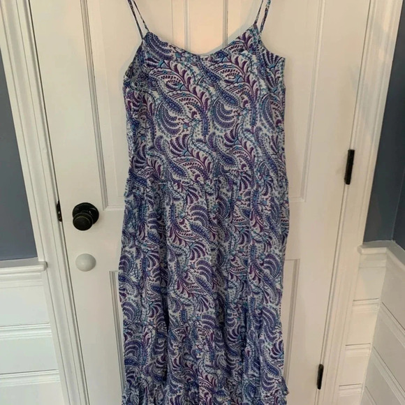 J. Crew Purple Paisley Maxi Dress with Tiered Ruffle Size Small EUC - Picture 4 of 6